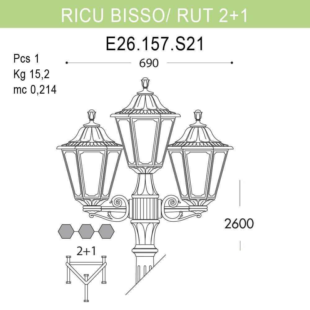 Уличный фонарь Fumagalli Ricu Bisso/Rut E26.157.S21.AXF1R FUMAGALLI ФОНАРЬ 268882 Черный  - Вид №1