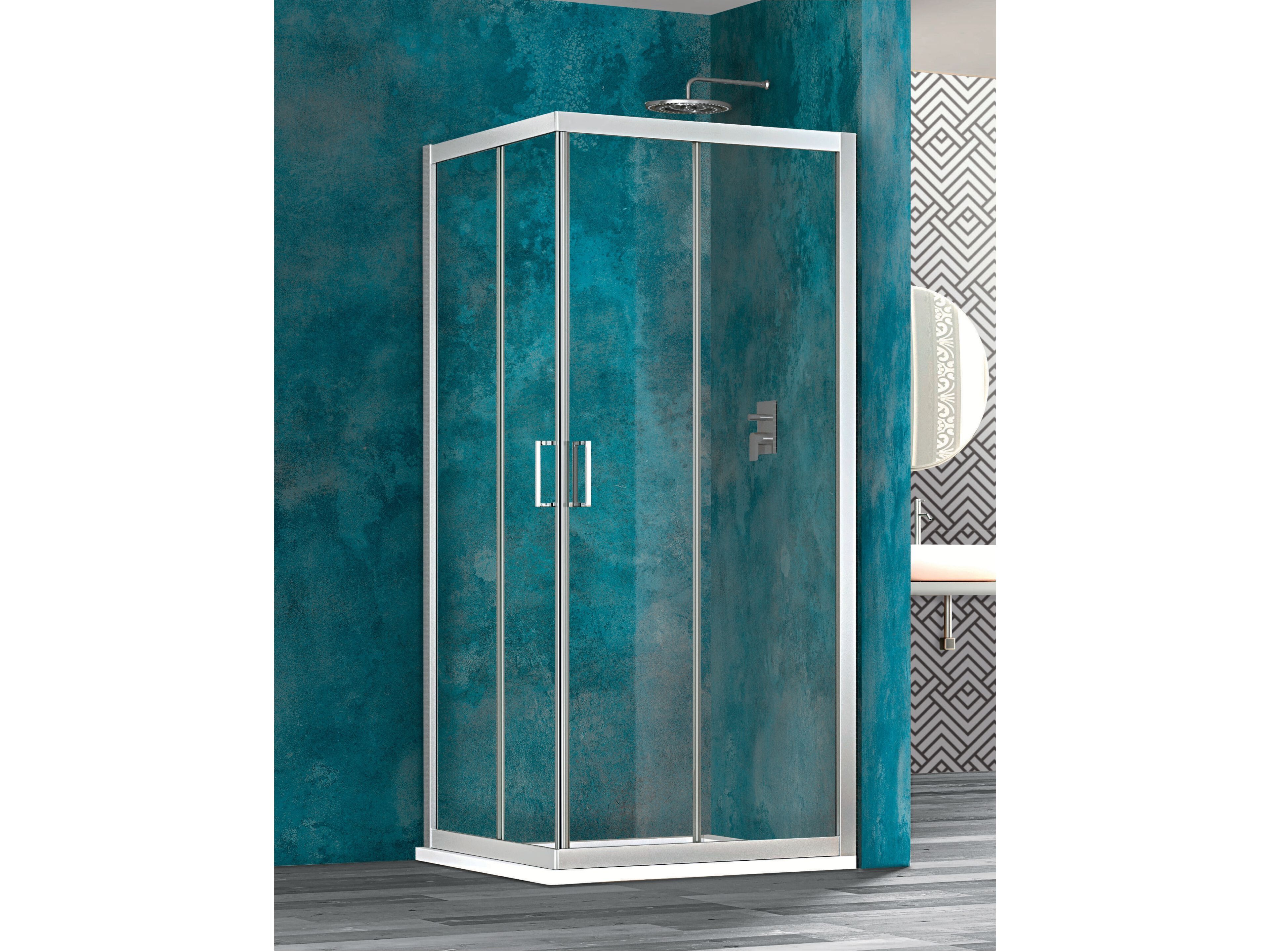 Угловая душевая кабина с раздвижной дверью Metidea платина ARCH-00042937