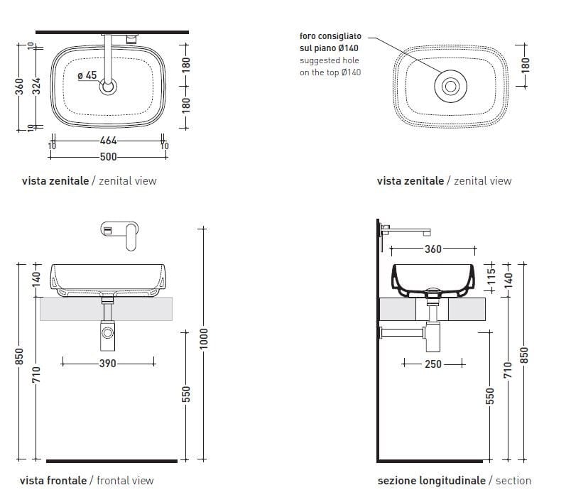Керамическая квадратная столешница или подвесная раковина Ceramica Flaminia флаг ARCH-00109572 - Вид №5