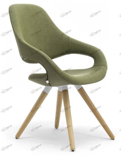 Leyform Кресло на козелке из дерева и кожи с подлокотниками Samba sun-id-1445627