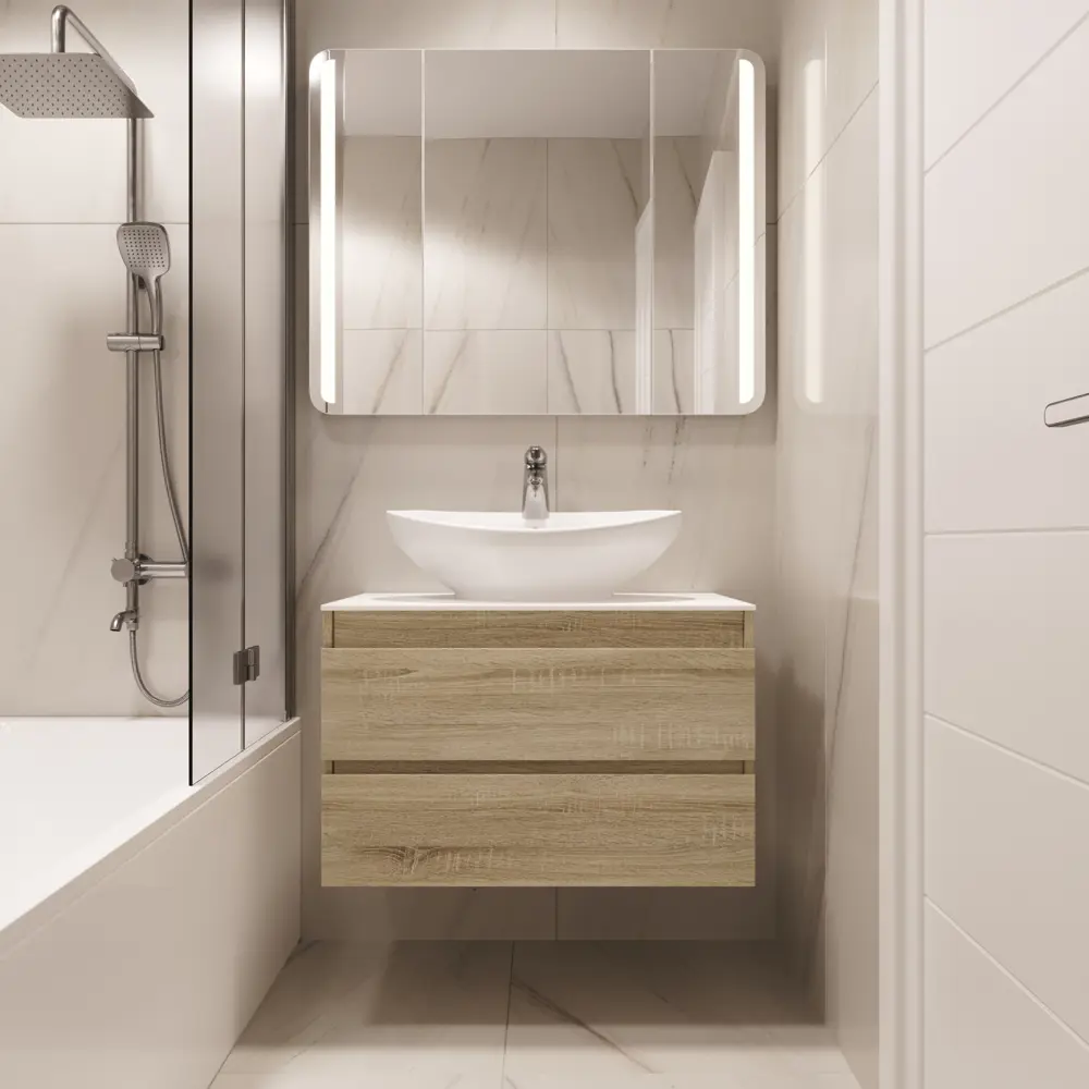 Тумба под раковину подвесная Vigo Matteo 80 см цвет дуб сонома STLM-2090196 - Вид №7