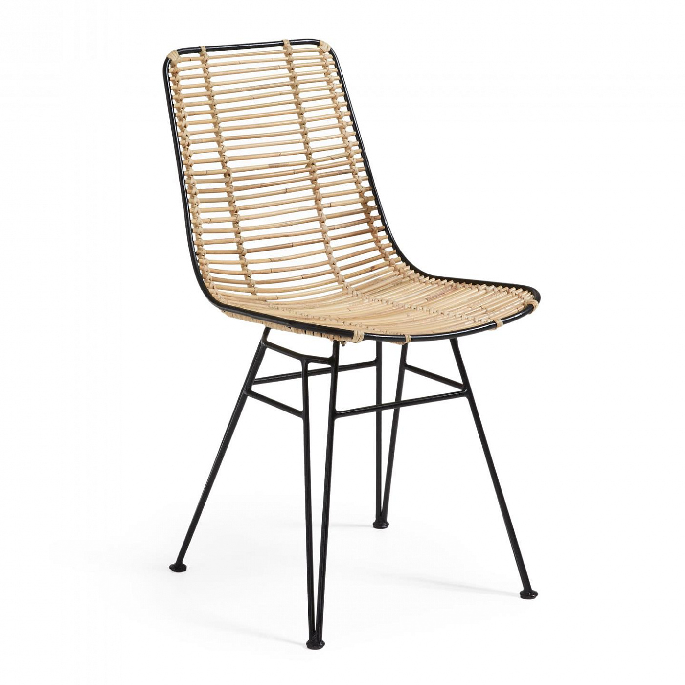 101721 Стул Ashanti черная сталь и ротанг La Forma Tishana 