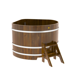 2319 Купель угловая из лиственницы Рустик 1,37х1,37х1,0 морёная Alyarus