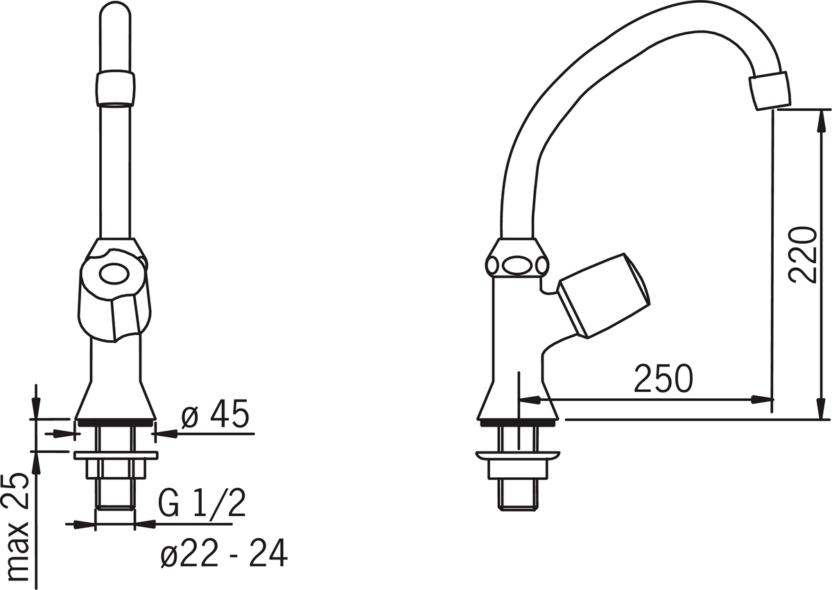 Oras 101025AC Кран для холодной воды 101025AC  Хром  - Вид №1