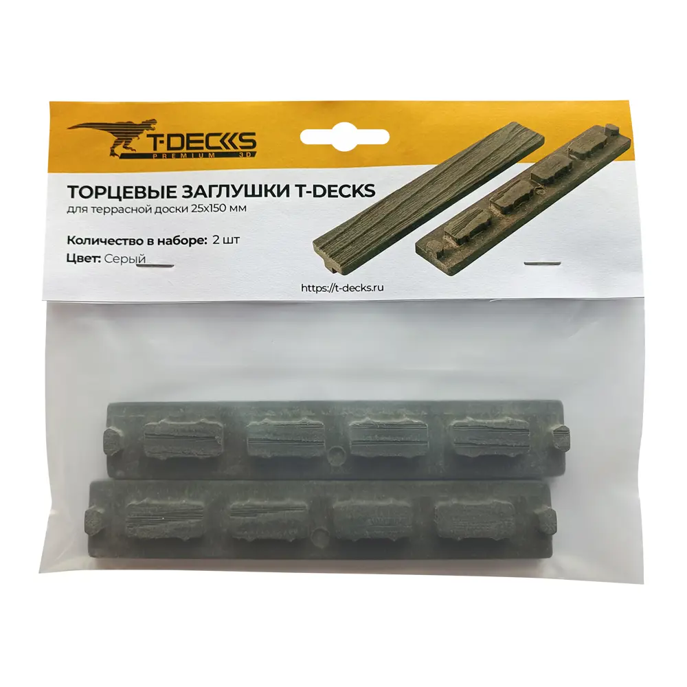 87038322 Заглушка для террасной доски T-Decks 150x25 мм ДПК цвет серый STLM-1015112  - Вид №1