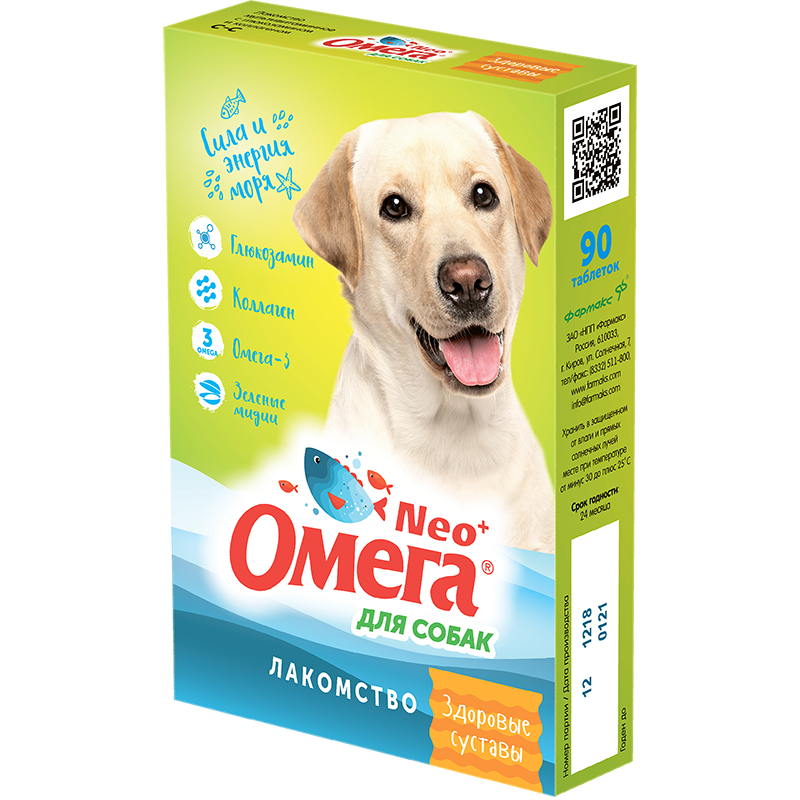 ПР0051262 Витаминное лакомство для собак «Здоровые суставы» с глюкозамином и коллагеном Омега Neo+ 