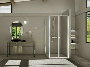 Duka Угловая душевая кабина из алюминия и стекла Quadra – con profili verticali e orizzontali