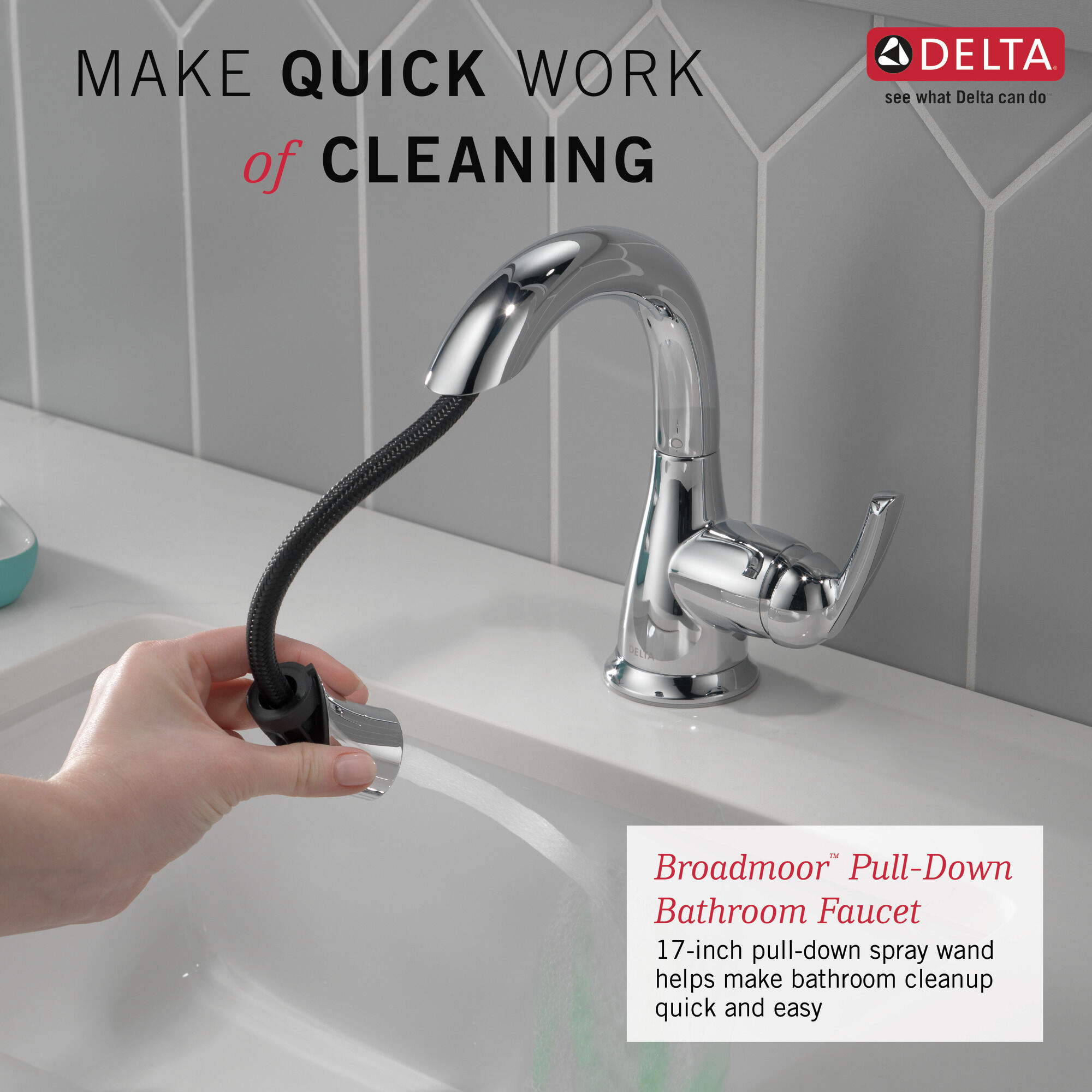 15765LF-PD Выдвижной смеситель для ванной комнаты с одной ручкой Delta Faucet Broadmoor Хром  - Вид №2