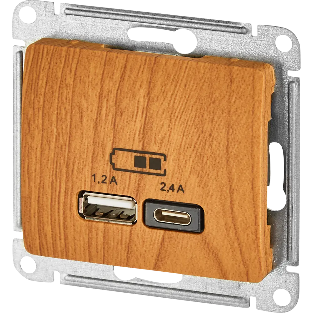 Розетка USB A+С встраиваемая Systeme Electric Glossa цвет дуб 85622154 STLM-2124243 - Вид №1