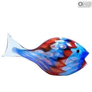 4543 ORIGINALMURANOGLASS Скульптура Абстрактная Синяя Рыба - муранское стекло OMG 53 см