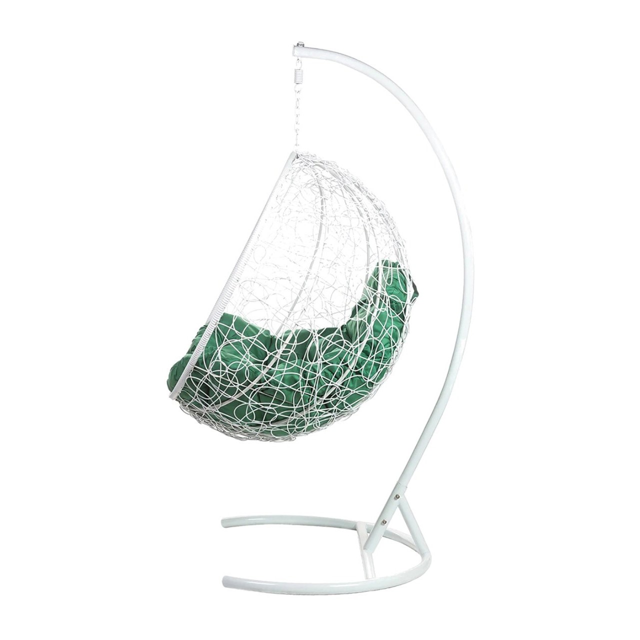 Подвесное кресло из ротанга белое с зеленой подушкой Kokos White BIGARDEN  00-3974096 Белый  - Вид №2