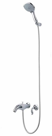 JUSTIME Настенный однорычажный смеситель для ванны из хромированной латуни с ручным душем Ether 6781-x4-81cp - Вид №1