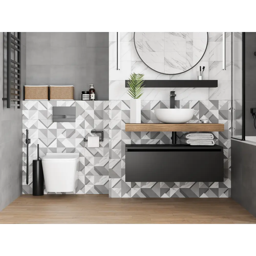 Настенная плитка KREAFORTA Mersey Tetris 20x40 см 1.62 м² матовая цвет серый 89413653 STLM-2147009 - Вид №8