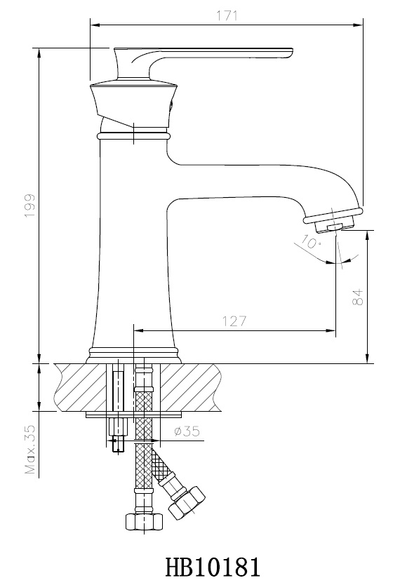 HB10181-5 Смеситель для раковины , золото Haiba  - Вид №2