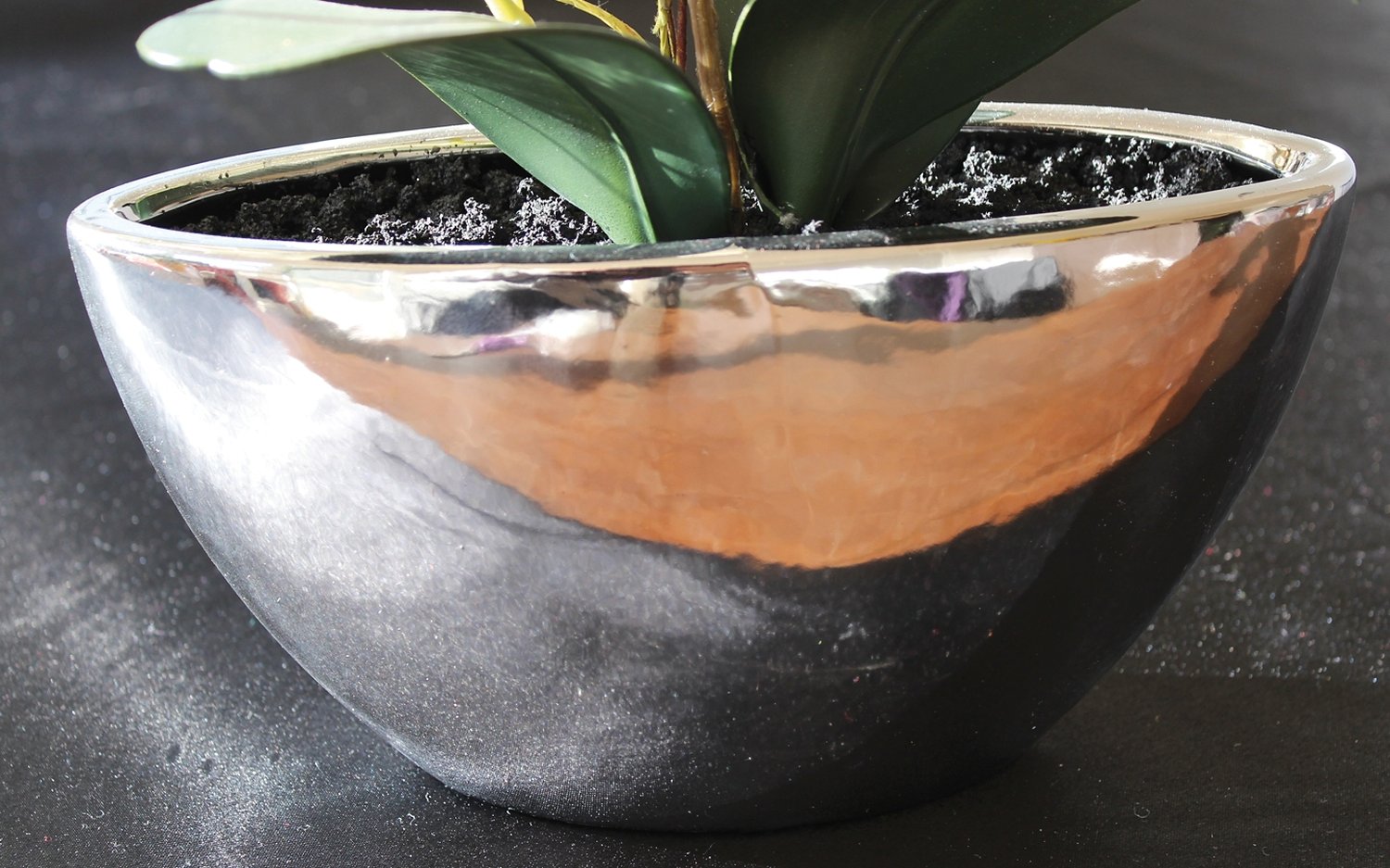 2625 778 a3 Искусственная орхидея Phalaenopsis, 2-х кратная, в керамическом горшке, 54 см, real touch, бежево-белая H-andreas  - Вид №2