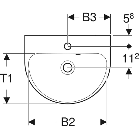 500.376.01.1 Geberit Renova Handwaschbecken mit asymmetrischem Überlauf Geberit  - Вид №2