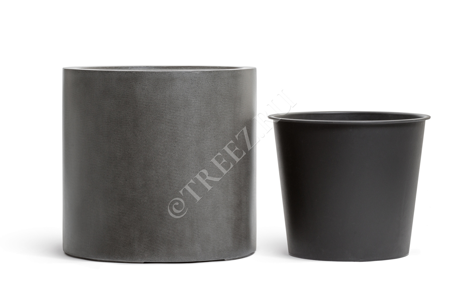 41.3320-02-028-GR-31 Кашпо  Effectory - серия Beton - Цилиндр Тёмно-серый бетон Цветочная коллекция  - Вид №3