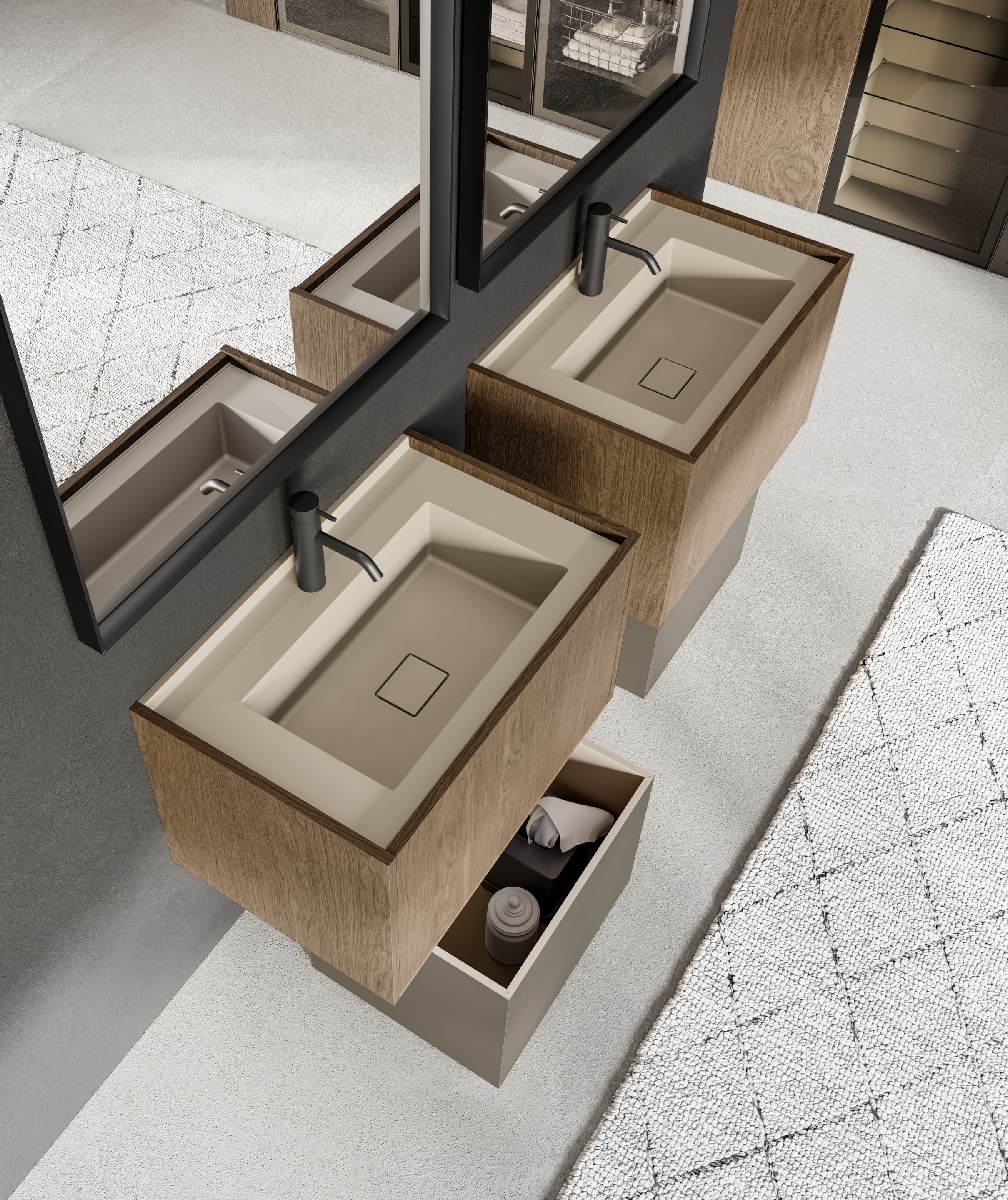 Умывальник с ящиками и зеркалом Birex Major ARCH-00140418 - Вид №4