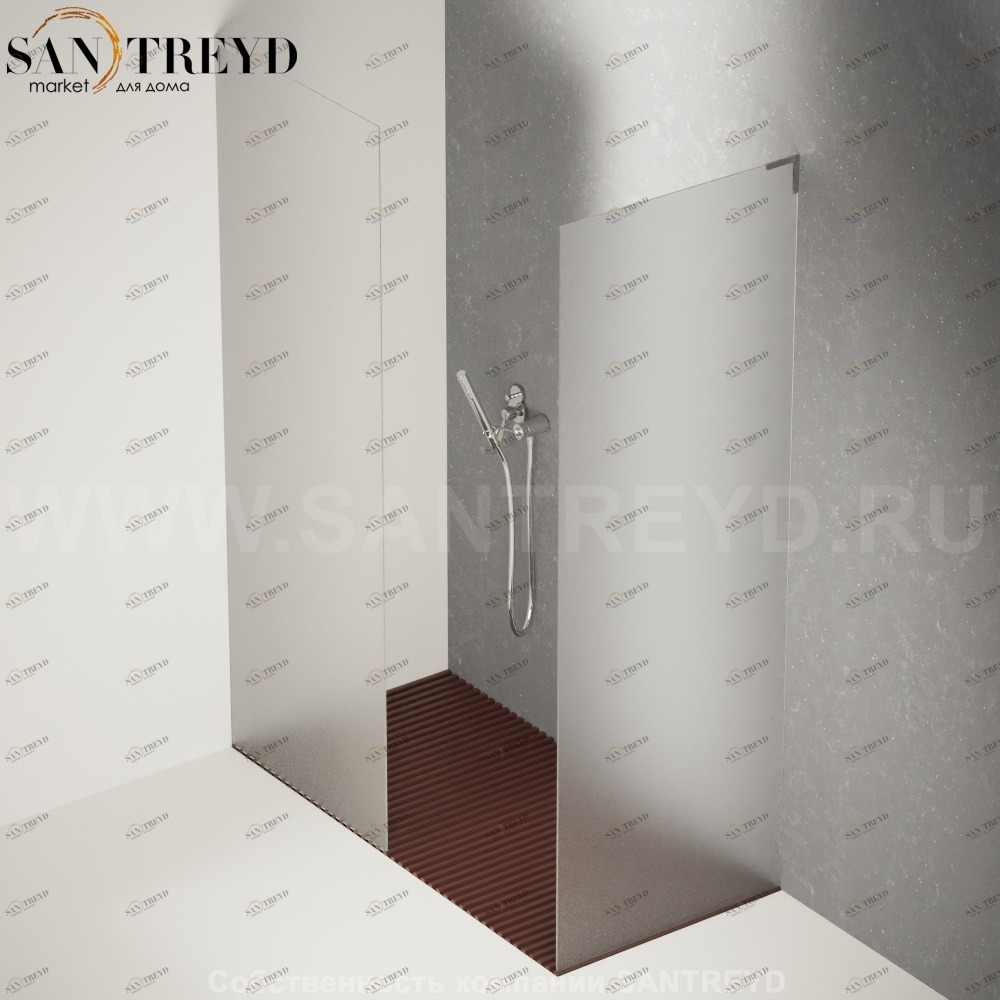 Душевое ограждение FLAT D подрезаемое, стеклянная матовая перегородка с поддоном из красного дуба. Размеры: глубина от 70 до 95 см, длина от 140 до 160 см Agape DC60140160700950MS
