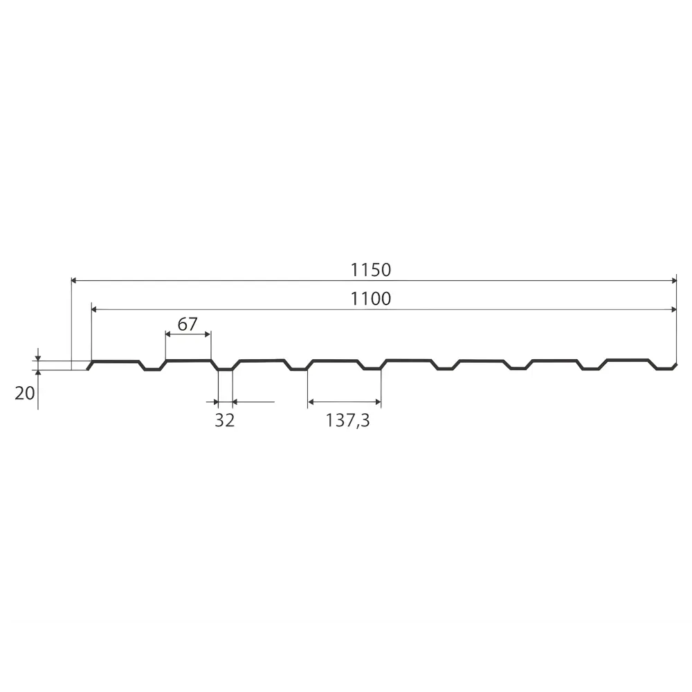 Профнастил С20 0.3 мм 1160x2000 мм оцинкованный 89419669 STLM-2132316 Santreyd  - Вид №1