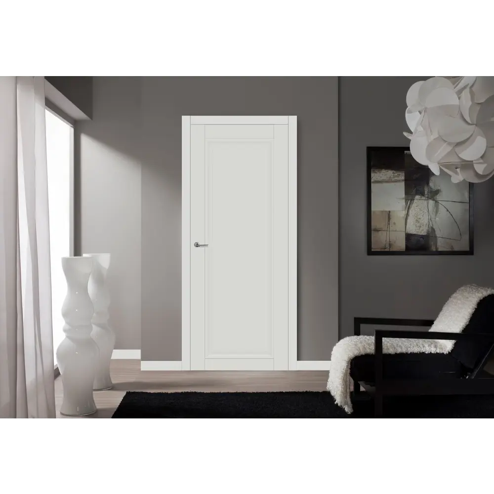 Комплект двери Нобиле глухая 90x200 см полипропилен белый с добором 150 мм МАРИО РИОЛИ STLM-2133819 - Вид №1