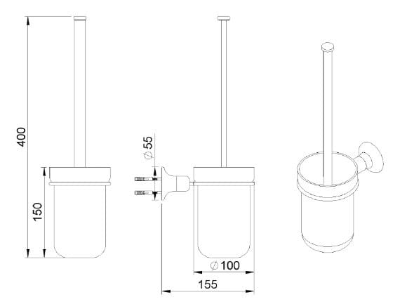 Хромированная латунная настенная туалетная щетка rvb TIMES ARCH-00039475 - Вид №2