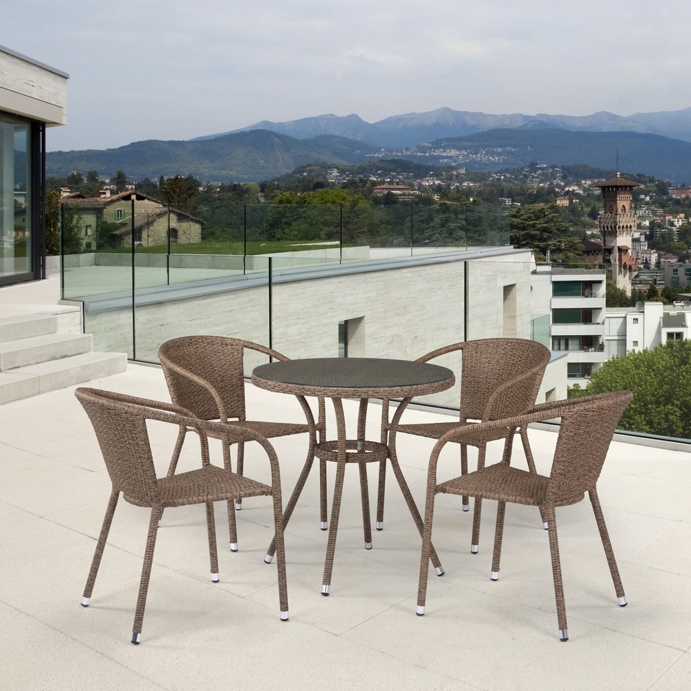 T282ANT/Y137C-W56 Light Brown 4Pcs Комплект плетеной мебели Afina 