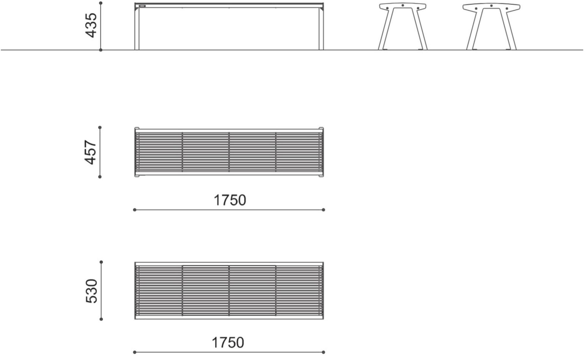 City Design Скамья стальная без спинки Noale Noale p-m - Вид №4