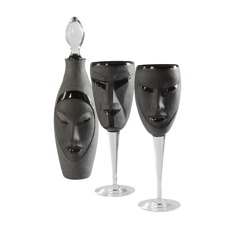 4446 Набор чёрной хрустальной посуды «Электро Куб» Maleras 