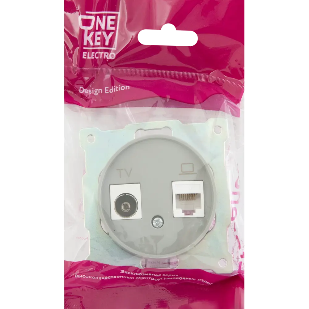 Розетка двойная антенна/компьютер TV/RJ45 кат.5e встраиваемая Onekeyelectro 1E20811302 цвет серый 84684124 STLM-2089493 Florence - Вид №5
