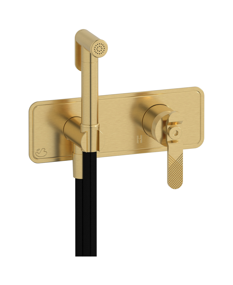 Внешние части гигенического душа со смесителем. WE ARE IB b2706os Brushed Gold Bold