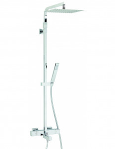 666800 000 00  Душевая стойка для ванны Touareg, смеситель с термостатом, квадратный дизайн, массивная хромированная латунь Valentin