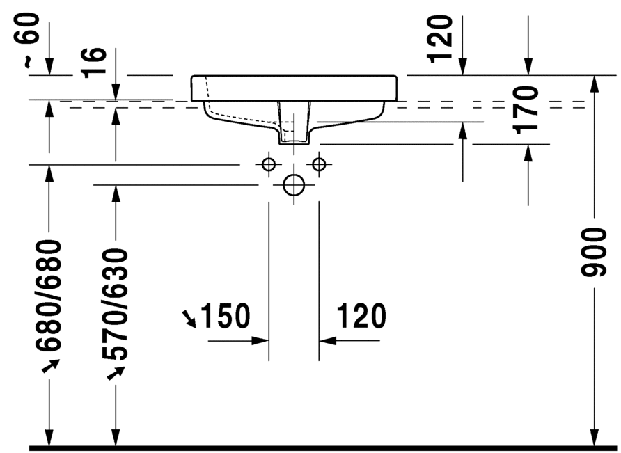0315500000 Накладная раковина под столешницу  овальная Duravit Vero - Вид №2