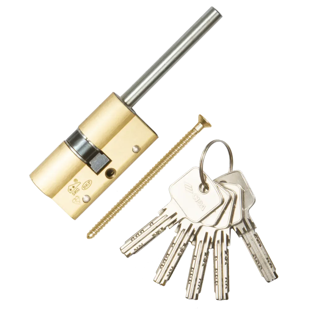 Цилиндр Cisa Astral S ОА3S7-90.00, 45x10x25 мм, ключ/шток, цвет латунь, без вертушки STLM-2113129 - Вид №1