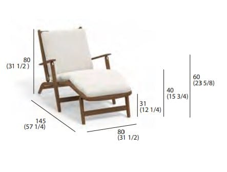 Складной садовый шезлонг из тикового дерева с подлокотниками RODA Levante ARCH-00044578 - Вид №5