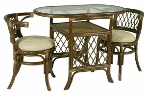 Обеденная группа коричневая, столик и кресла на 2 персоны Breakfast ЭКО ДИЗАЙН ПЛЕТЕНАЯ 009649 Бежевый;коричневый