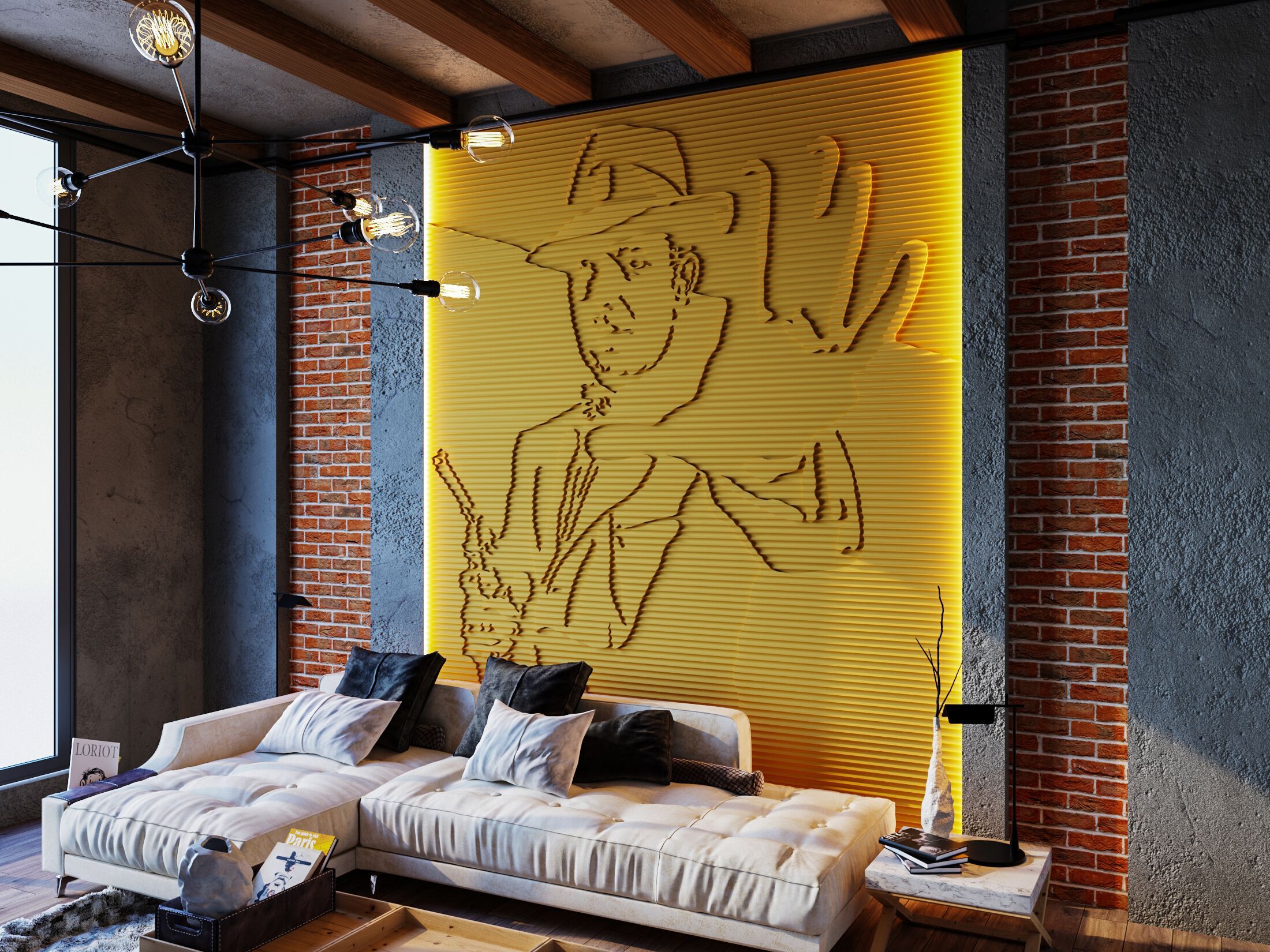 Трехмерная декоративная гипсовая панель WallDeco AL CAPONE ARCH-00016118