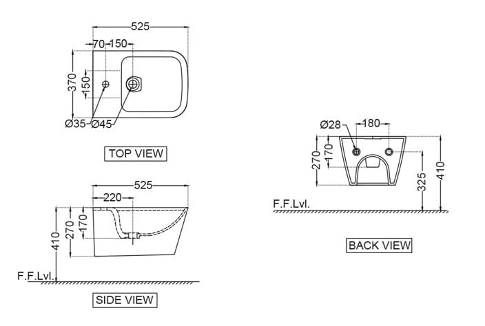 Керамическое подвесное биде JAQUAR Laguna ARCH-00052496 - Вид №4