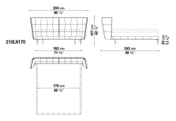 Двуспальная кровать из ткани с мягким изголовьем B&B Italia Husk ARCH-00069406 - Вид №9