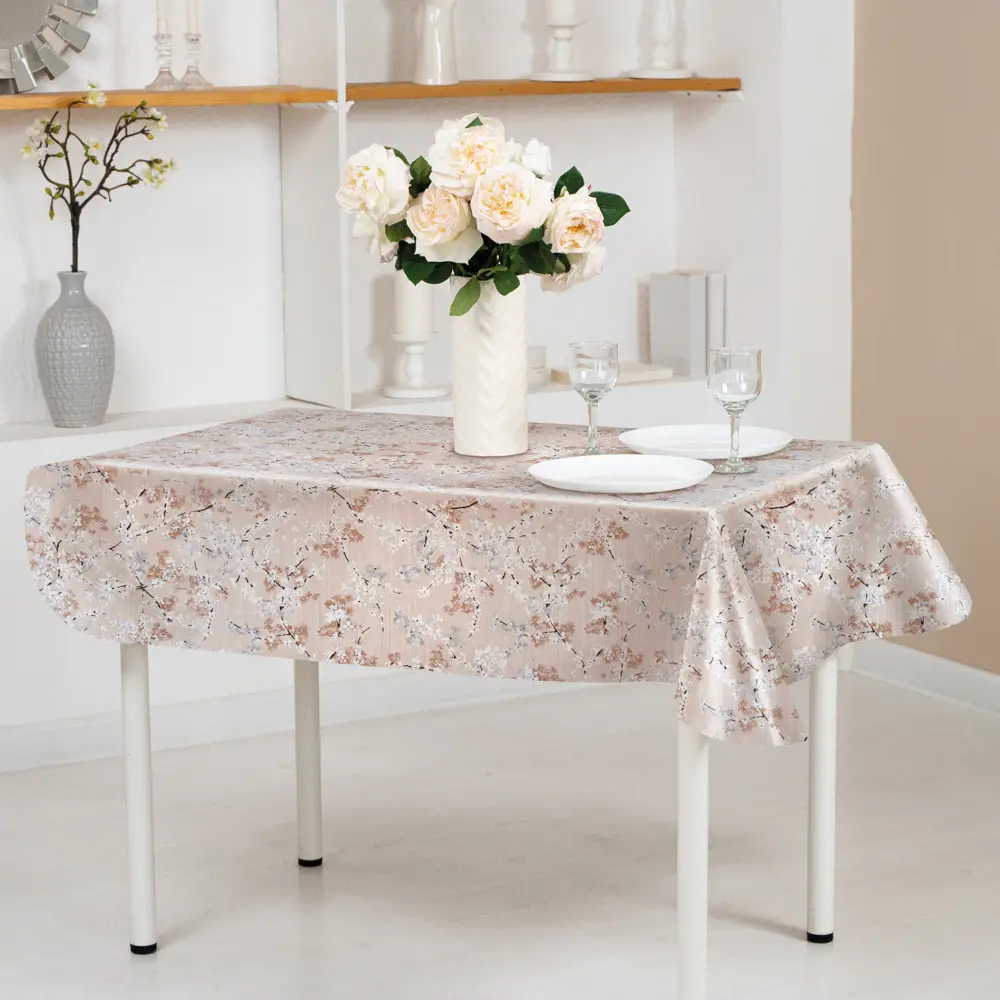 Скатерть Сакура 392-2 квадратная 137x160 см цвет бежевый Santreyd OXFORD STLM-2155565