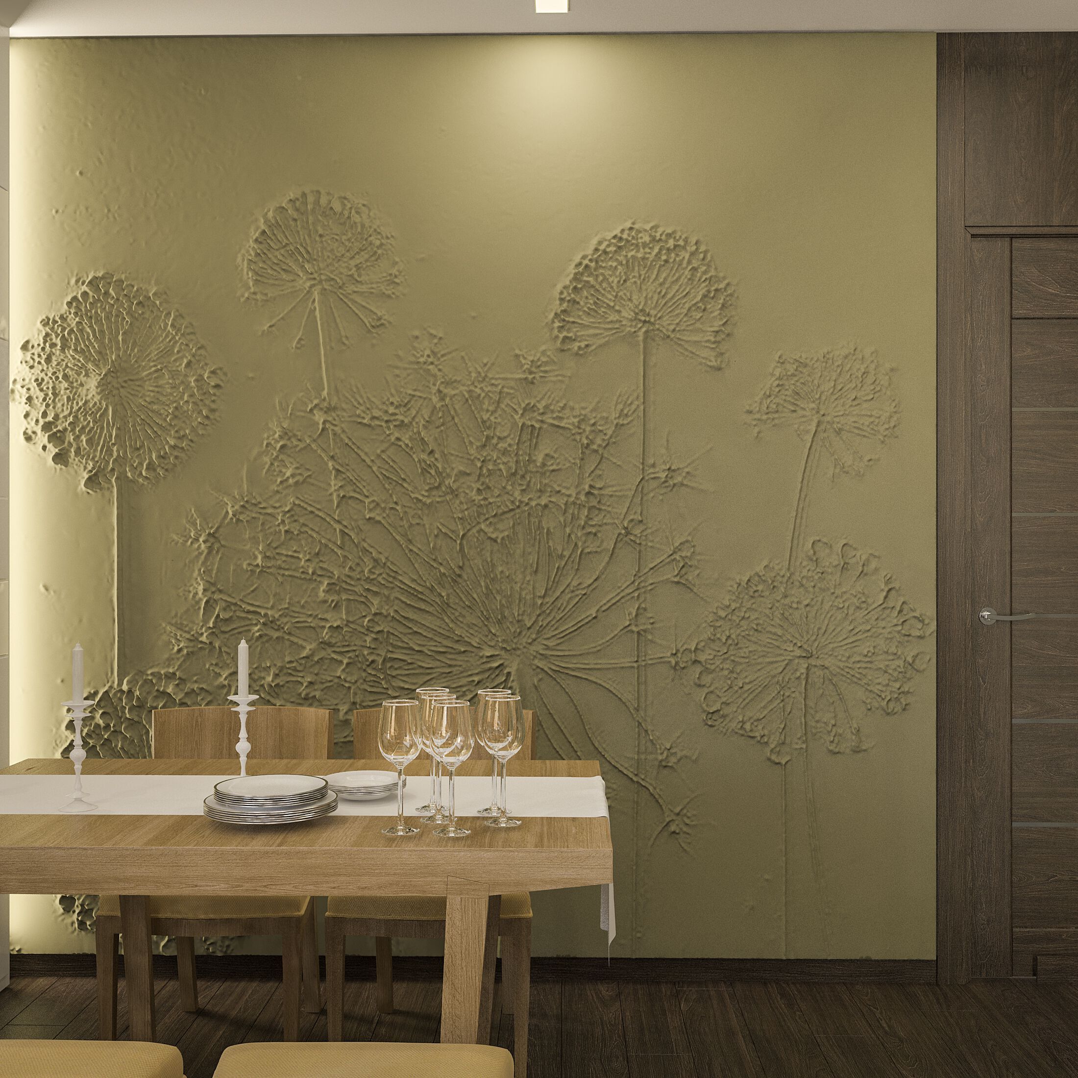 Трехмерная декоративная гипсовая панель WallDeco DANDELIONS ARCH-00137208 - Вид №3