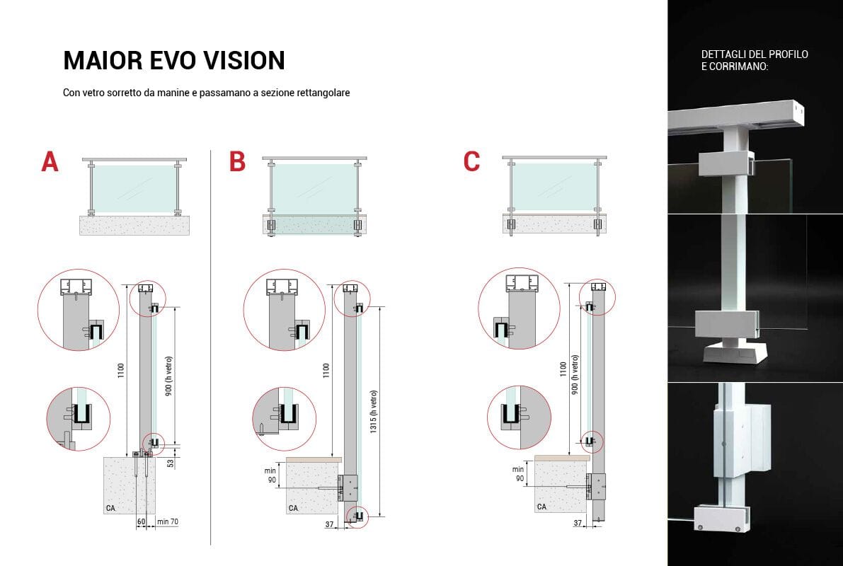 Перила из алюминия и стекла FARAONE Maior Evo ARCH-00083001 - Вид №9