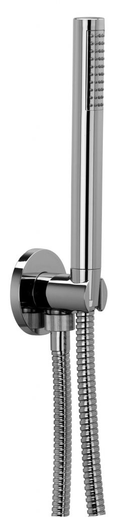 830 / EPR Душевой набор из АБС-пластика с коленом для подачи воды, фиксированным кронштейном, однофункциональным ручным душем из АБС-пластика и гибким шлангом длиной 1500 мм, конический 1/2 ”FF. Bongio Wellness 830/EPR