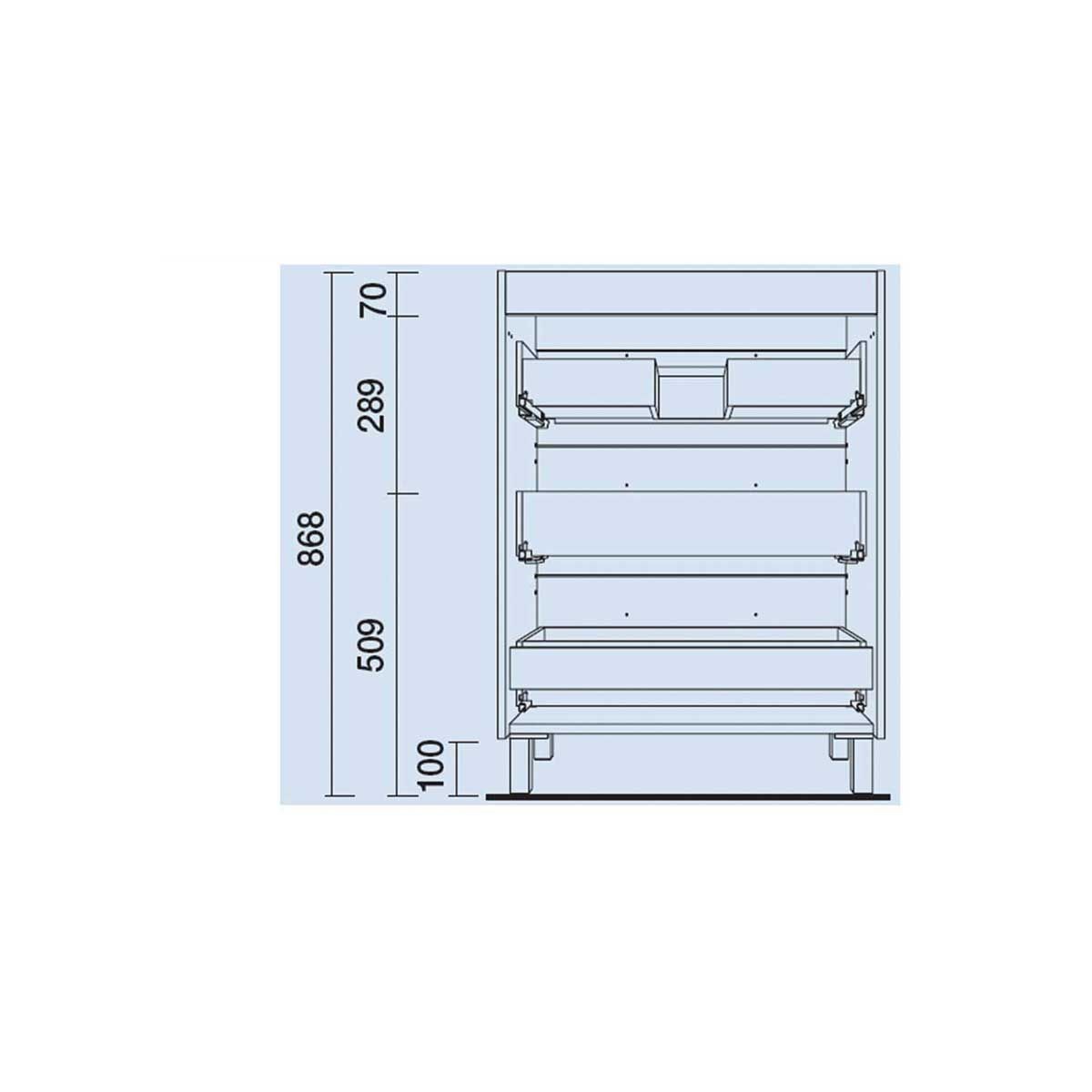 26592 SALGAR Мебель для умывальника FUSSION CHROME 900 3 ящика GLOSS GREY 897 x 868 x 450 мм Глянцевый серый - Вид №4