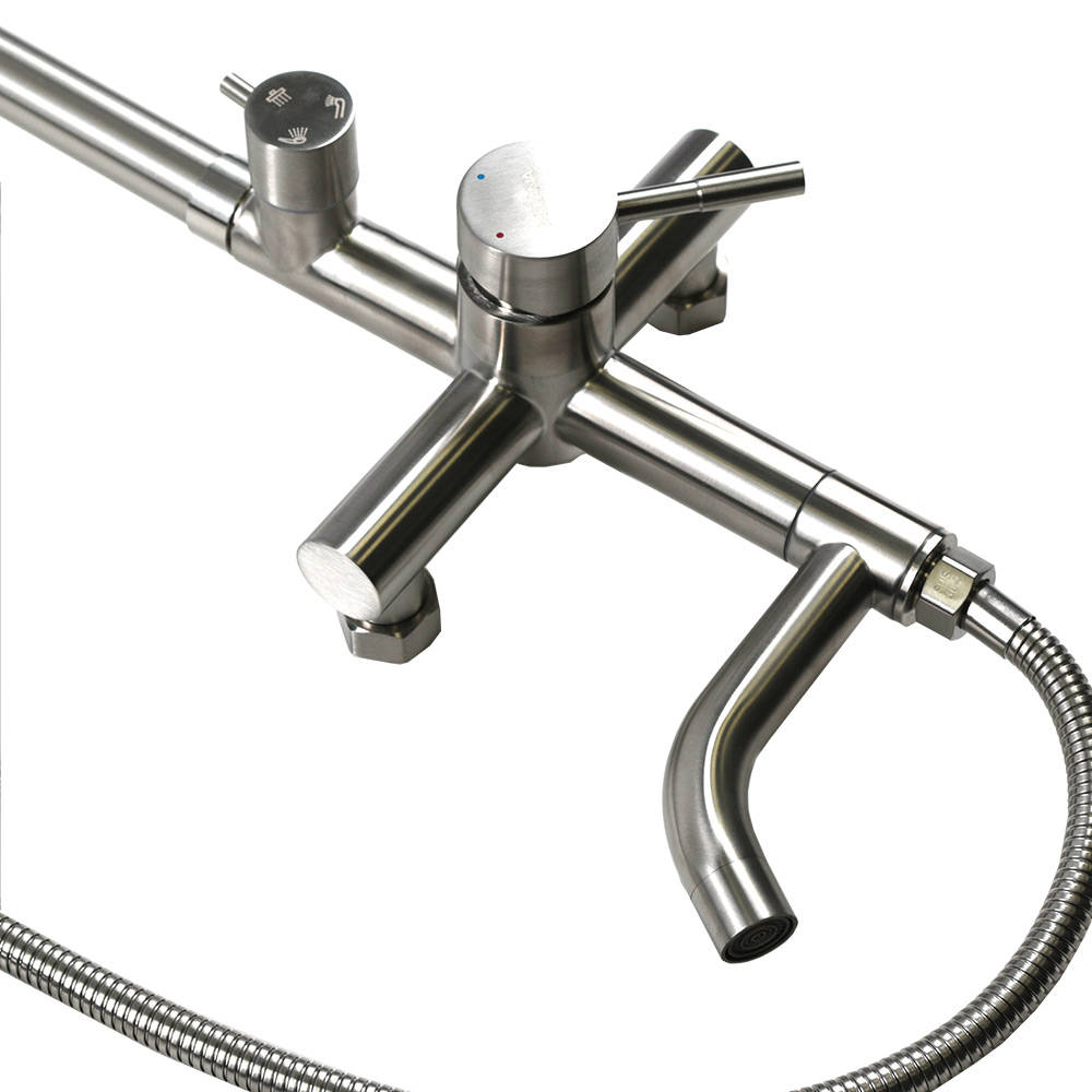 Душевая система MELANA-610107 Tondo нерж.сталь, с тропическим душем, лейкой и смесителем 610107 - Вид №12