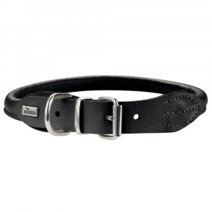 ПР0046566 Ошейник для собак Round & Soft Elk 37/6 (30-33см), черный, кожа лося HUNTER