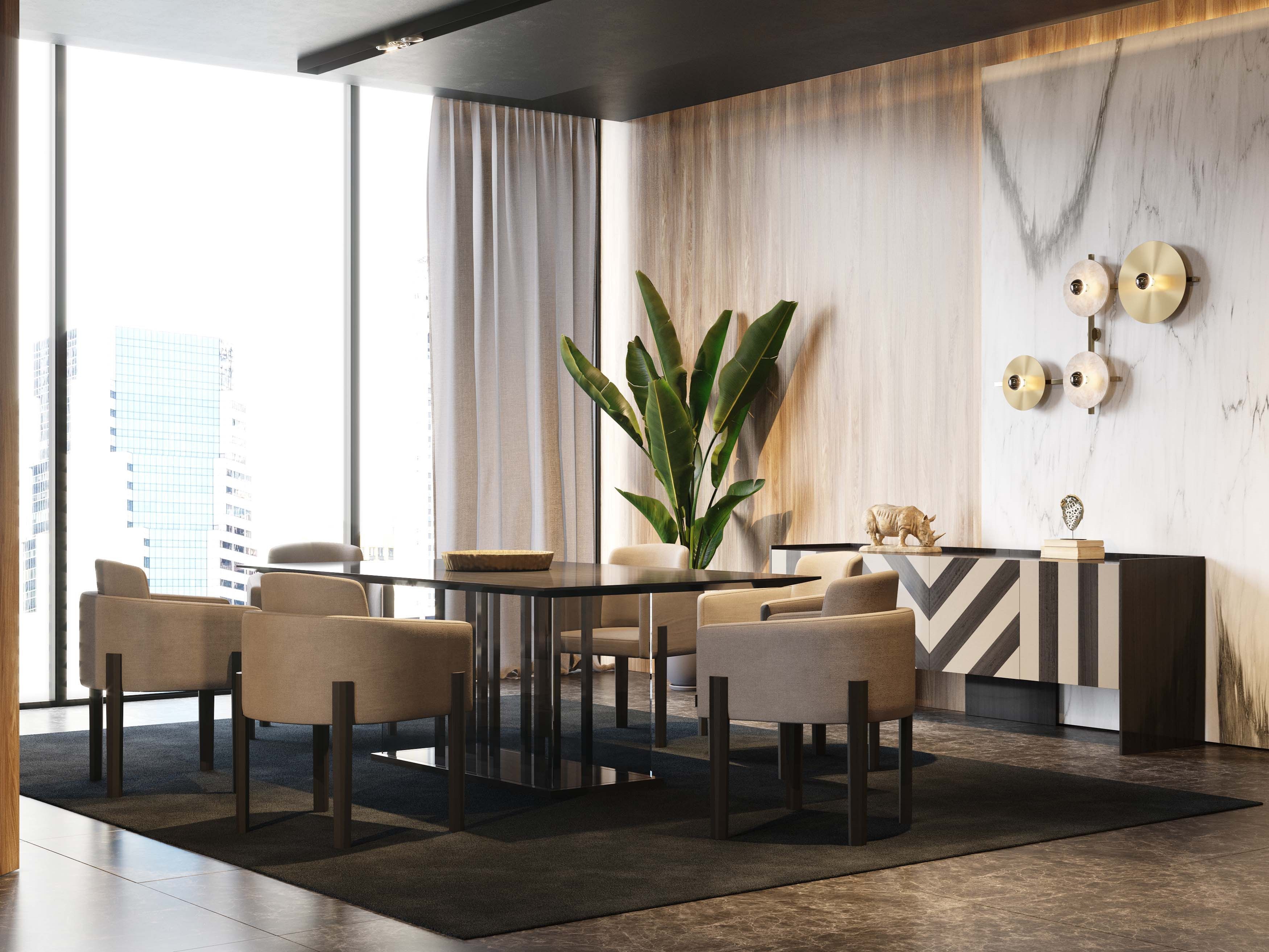 Прямоугольный обеденный стол из нержавеющей стали и дерева Stylish Club His &amp ARCH-00103372 - Вид №5