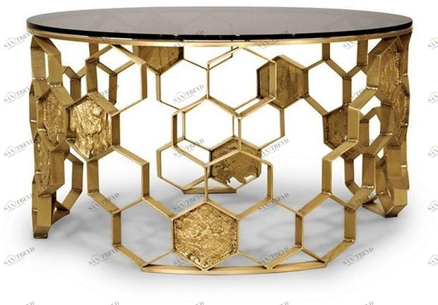 BRABBU Круглый журнальный столик из латуни sun-id-1399348