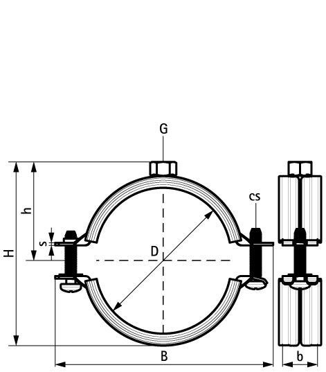 33335061 2S Хомуты с вкладышем epdm (M8) для стальных, медных, чугунных и пластиковых (многослойных) труб walraven  - Вид №1