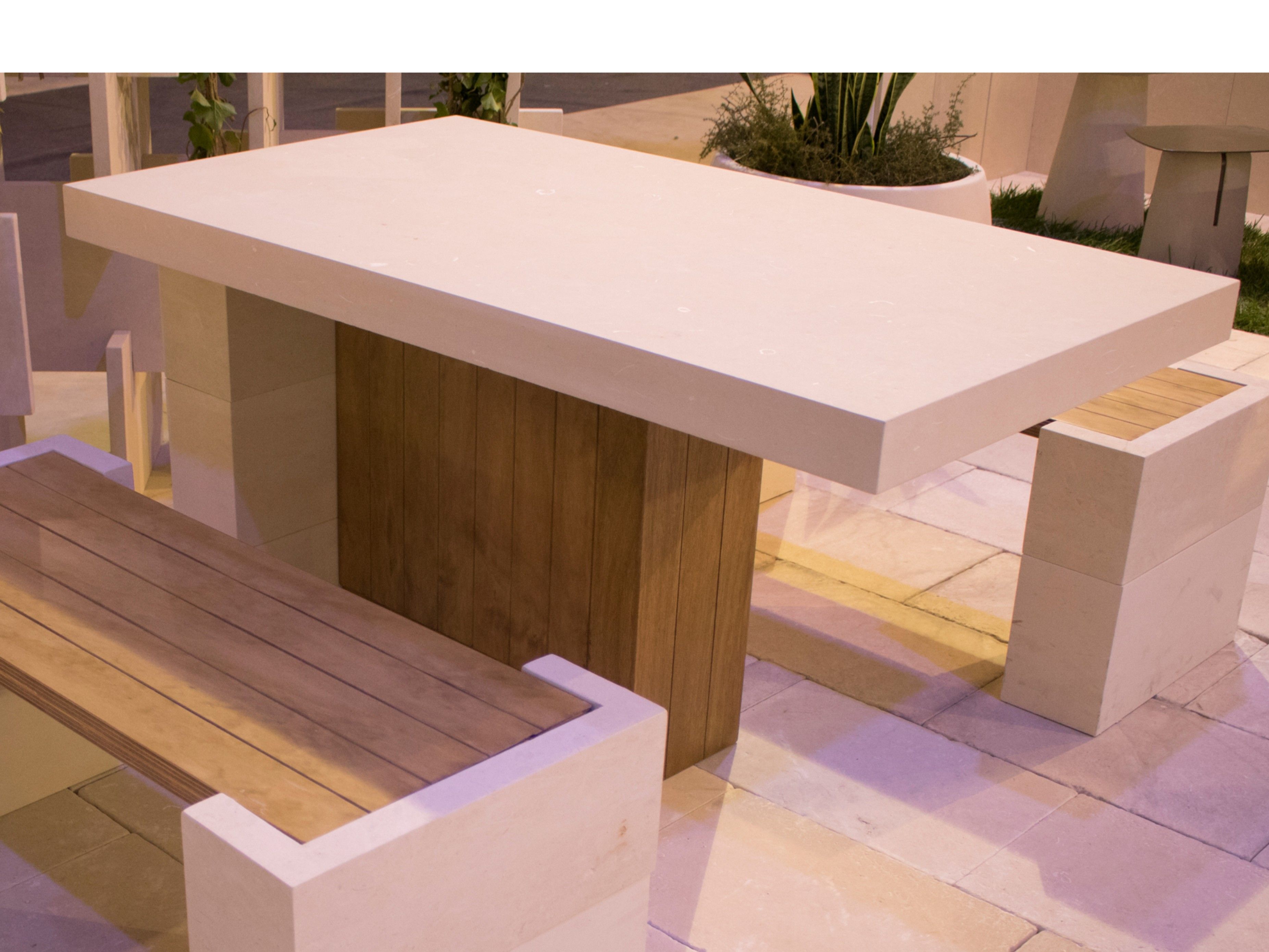 Прямоугольный садовый стол из камня Лечче PIMAR лук ARCH-00065321 - Вид №1